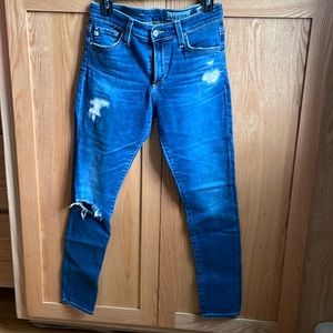 Farrah skinny ankle jeans distressed medium blue wash size 28R